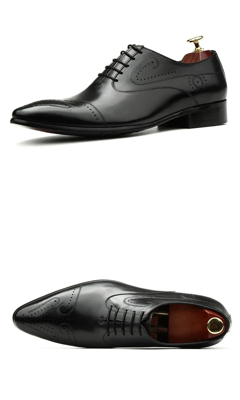 Handmade Mens Dress Shoes Luxury Genuine Leather 2024 Fashion New Style British Trend Brogues Wedding Business Shoes for Male