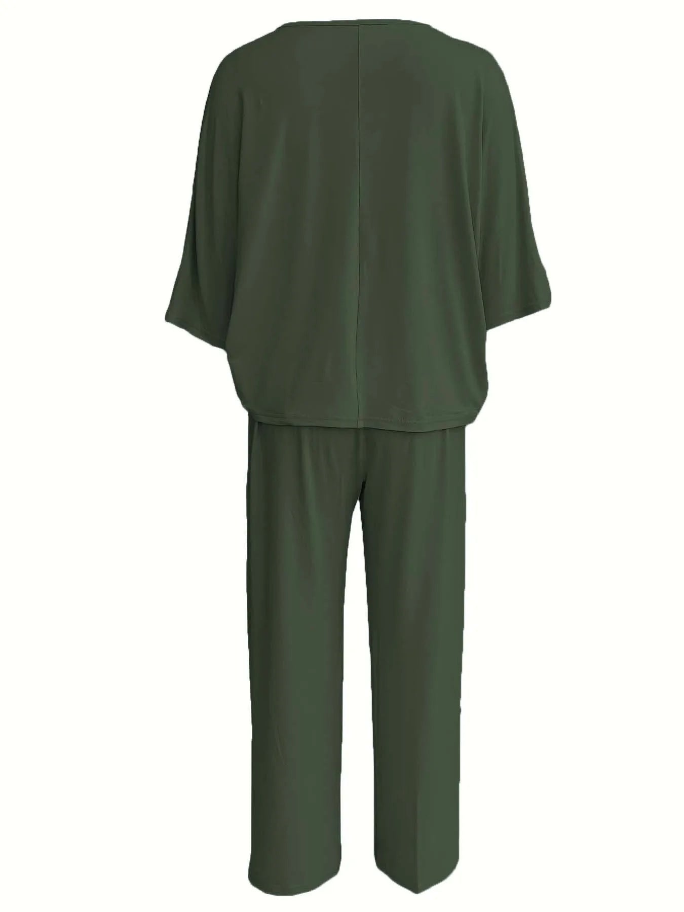 Cross border Europe and America 2025V collar bat sleeve casual loose wide leg pants set for women