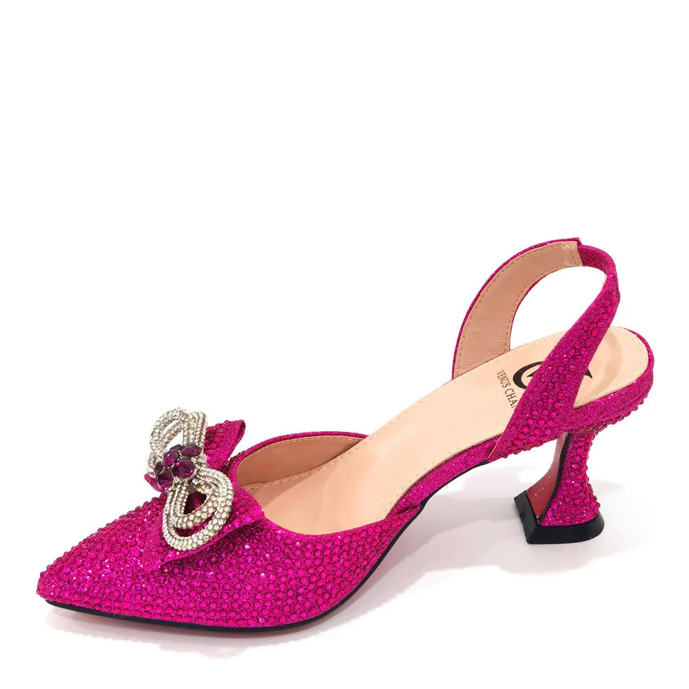 Women's High Heel Pointed Toe Sandals Party And Wedding Shoes and Bags Set