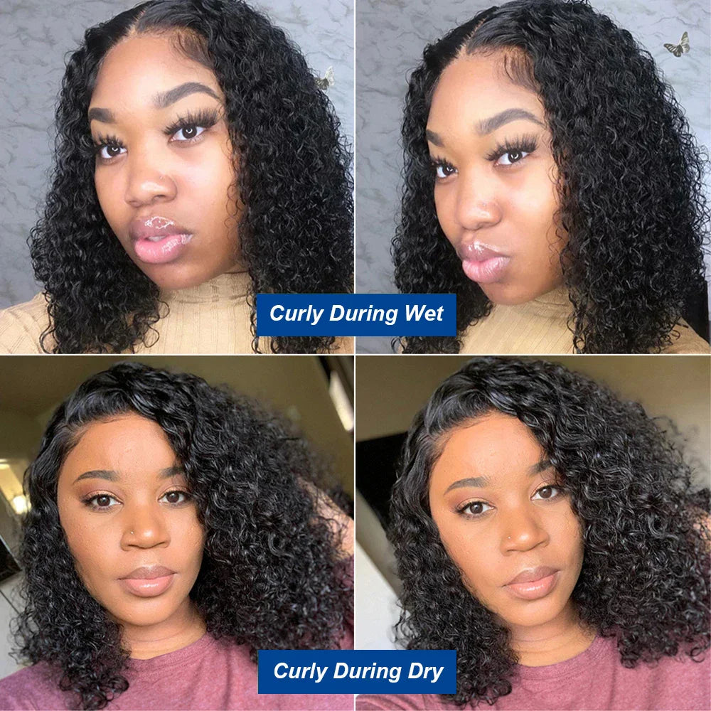 Afro Kinky Curly Short Bob Wig 13x4 Bob Wigs Human Hair Jerry Curly Lace Front Human Hair Wig Deep Curly Wig Pre Plucked Lace