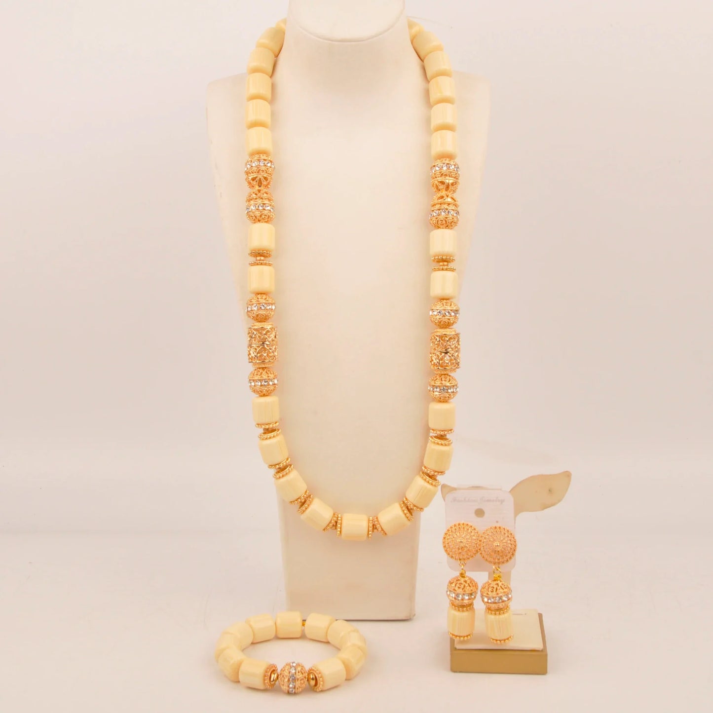 African Wedding Couple Set Orange Artificial Coral Beads Jewelry Set