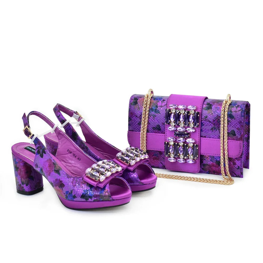 Women's Shoes and Bags Set Italy Peep Toe Pumps