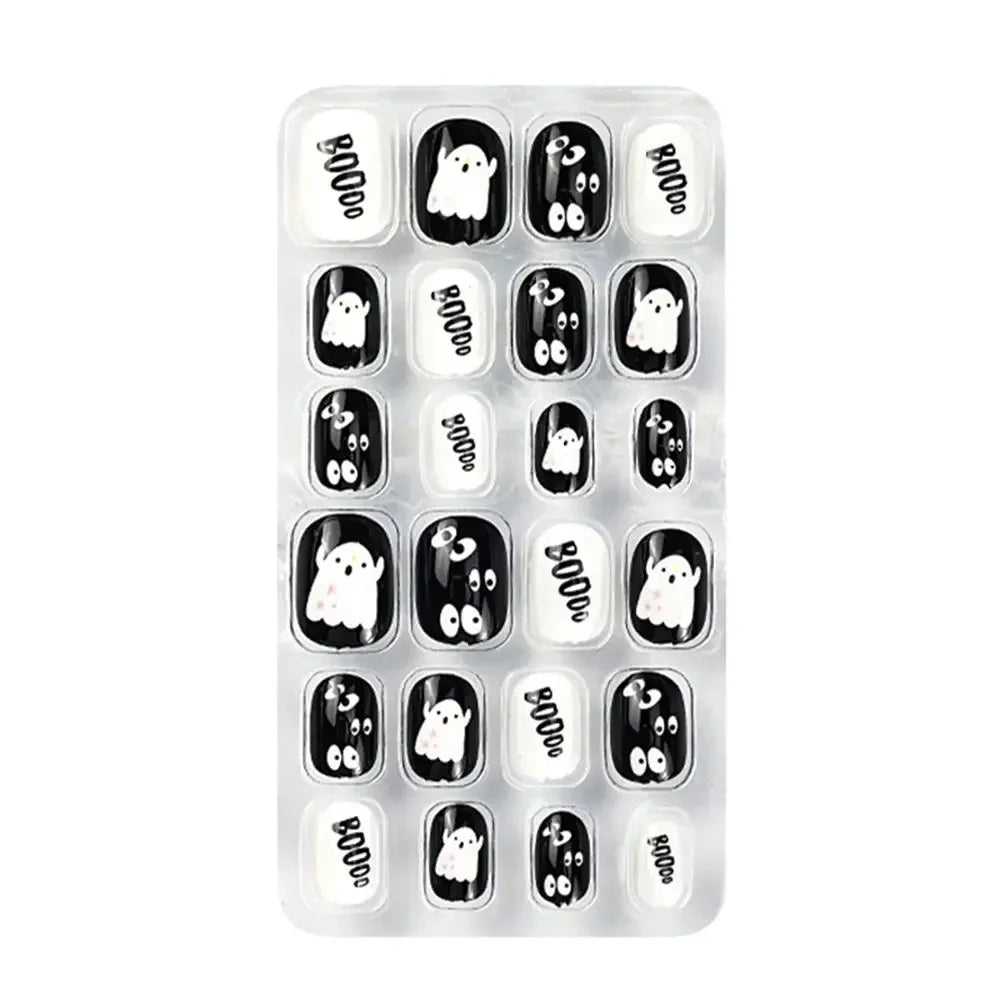 24Pcs/Set Kids Candy Flower Cute Fake Nails Detachable Full Cover False Nails Press On Nails Children Girls Nail Decoration Gift