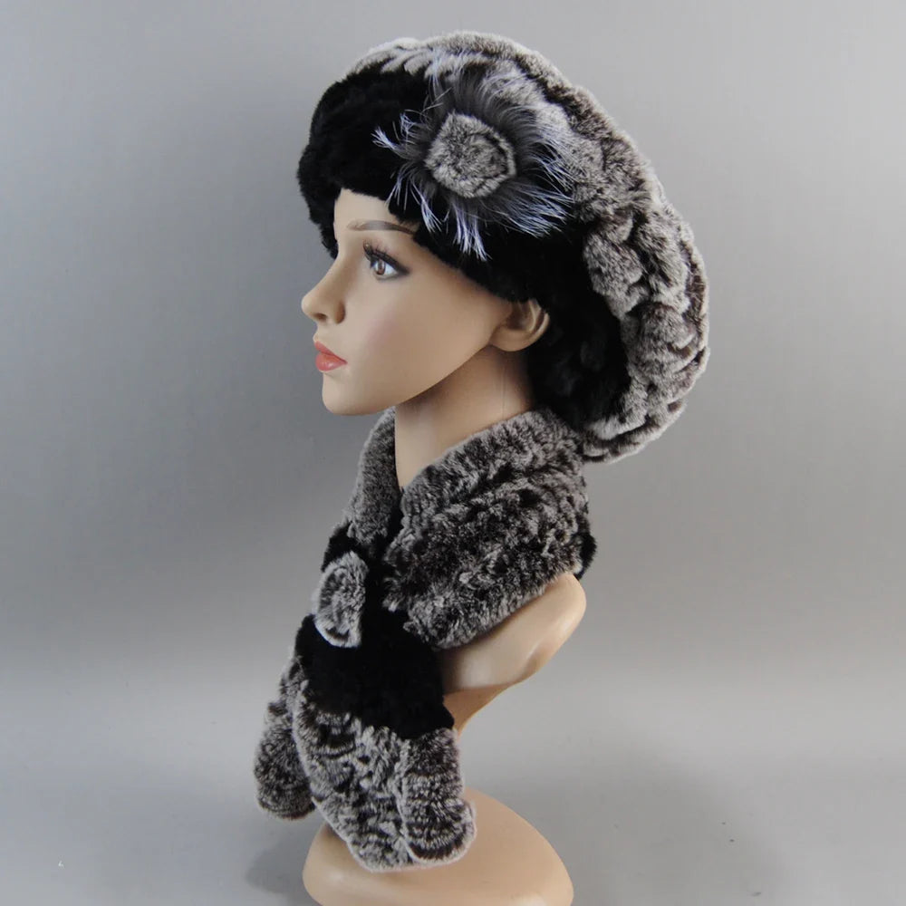 Winter Women's Faux Fur Hats And Scarves