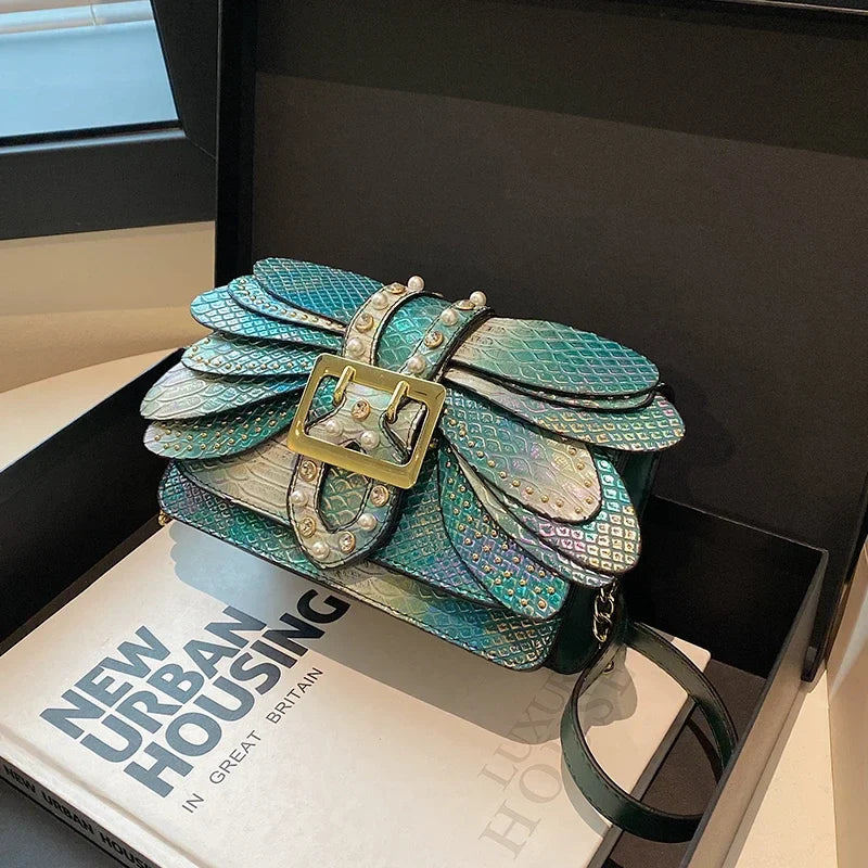 2024 New Handmade Rivet Butterfly Wing Crossbody Bag Women Designer Handbag And Purse Small Square Bag 8 Color Pu Leather Bags