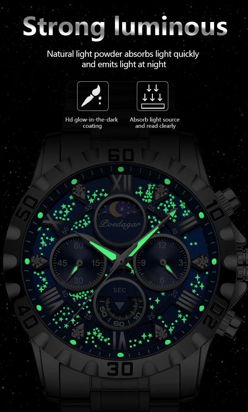 Luxury Watch for Man Quartz Sports Men Watch Waterproof Luminous Stainless Steel Chronograph Men's Watches Clock Reloj