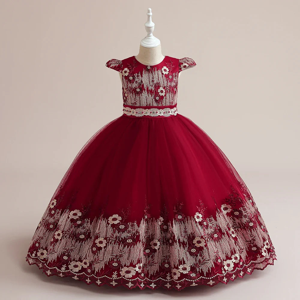 Flower Girl Dress Princess Elegant Children Party Long First Communion Kids Clothes For Teen Children Wedding Birthday Vestidos