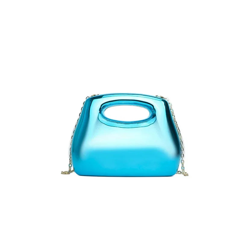 Golden Acrylic Women Hobo Bags Luxury Designer Clear Beach Handbags Dinner Party Wedding Round Top Handle Evening Clutch Purse