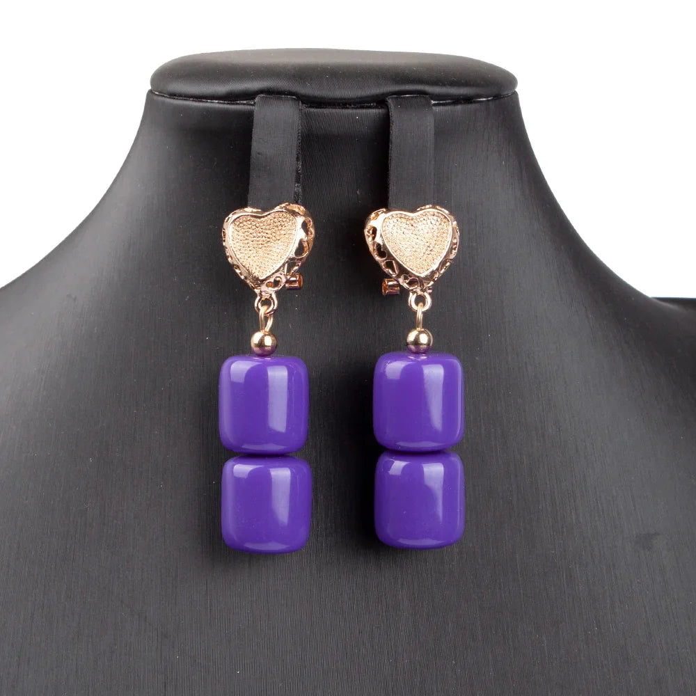 Artificial Coral Women Pendant Necklace Bracelets Earrings Suit African Wedding Jewelry Set Nigeria Bride Accessories Party Gift