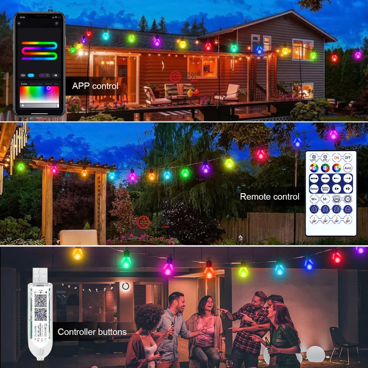 Smart G40 LED Bulb String 15M/30M 25/50 Bulbs Decor Light