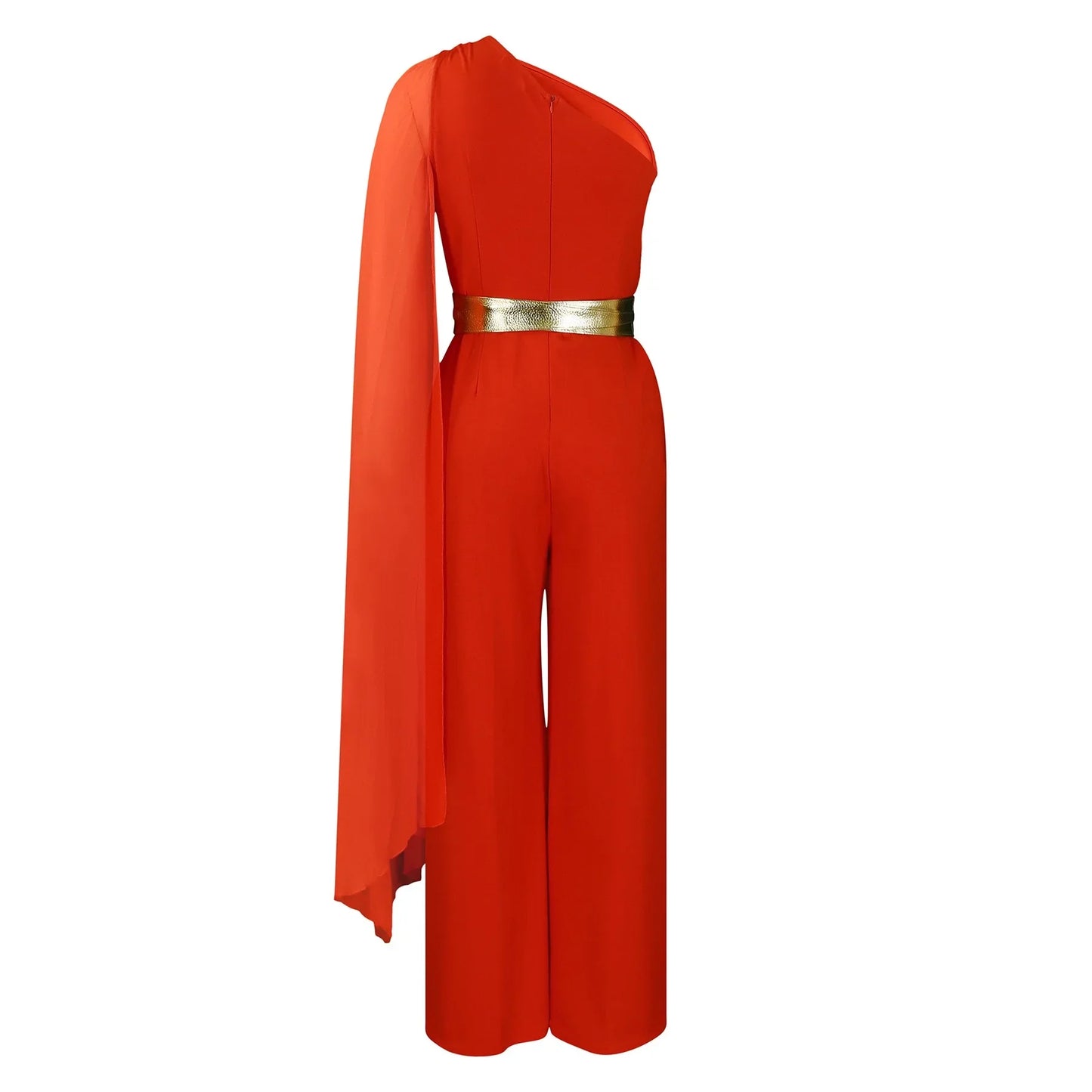 Elegant Jumpsuits & Rompers for Woman One Shoulder Flying Sleeve High Waisted Luxury Birthday Party Dinner Outfits Overalls 2024