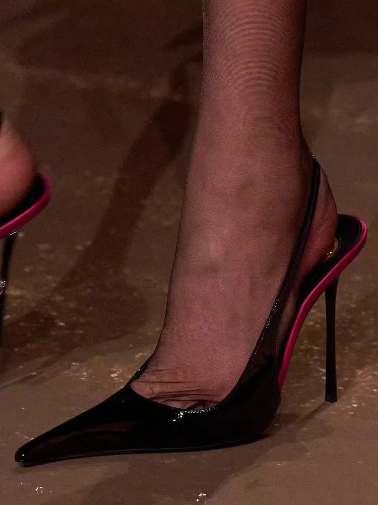 2025 Summer New Women's Slimming High Heel Sandals Fashion Pointed Party Wedding 34-43 Women's Large Sandals