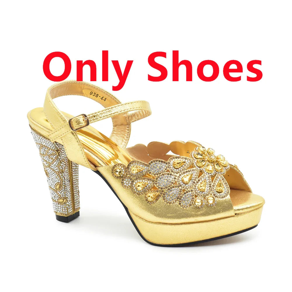 2024 Fashion Black Color High Quality Peep Toe Thin Heels Shoes Matching Bag Set for Nigerian Party Women Women Shoe Size 43
