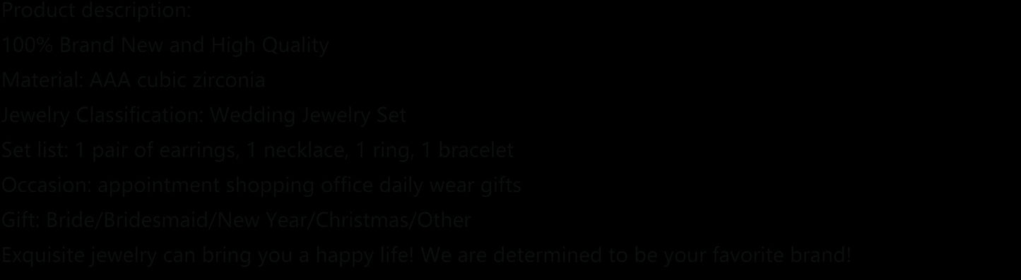 2024 Hot selling 3A Zircon Luxury 4-piece Bridal Wedding Jewelry Set Crystal Necklace Set Dubai Jewelry Set