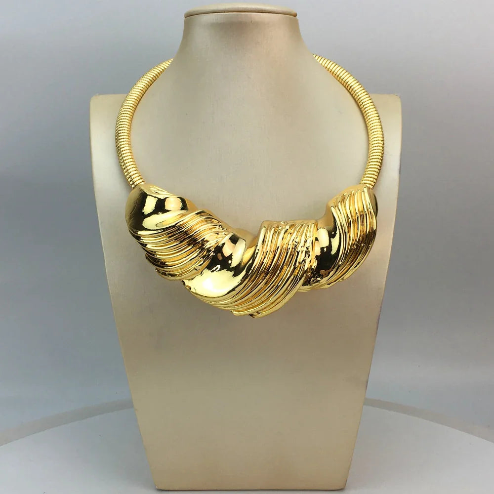 Italian Gold Plated Jewellery Women's Wedding Party Banquet Big Pendant