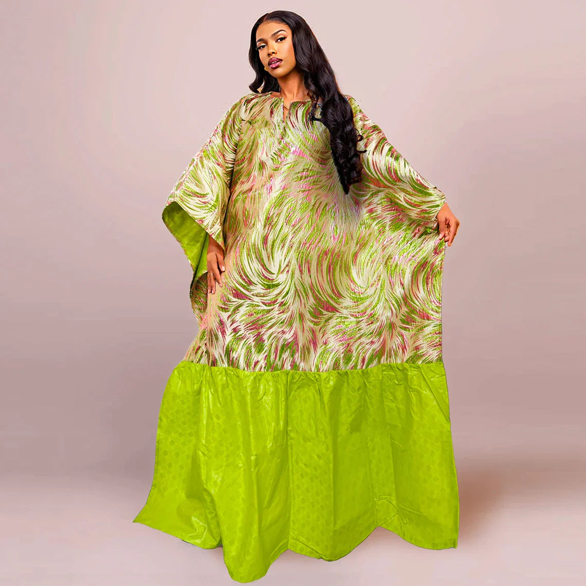 Gold Line African Women Brocade Boubou Dress Party Dashiki Embroidery With Bazin riche Decoration Nigerian Bride Wedding Robe
