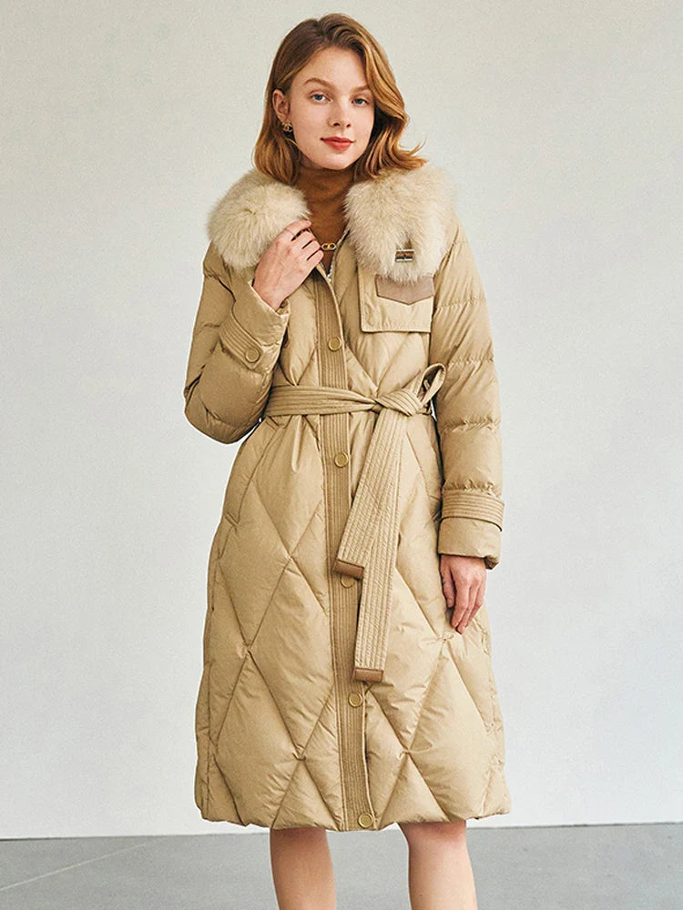 Women's Huge Real Fox Fur Collar Duck Down Jacket
