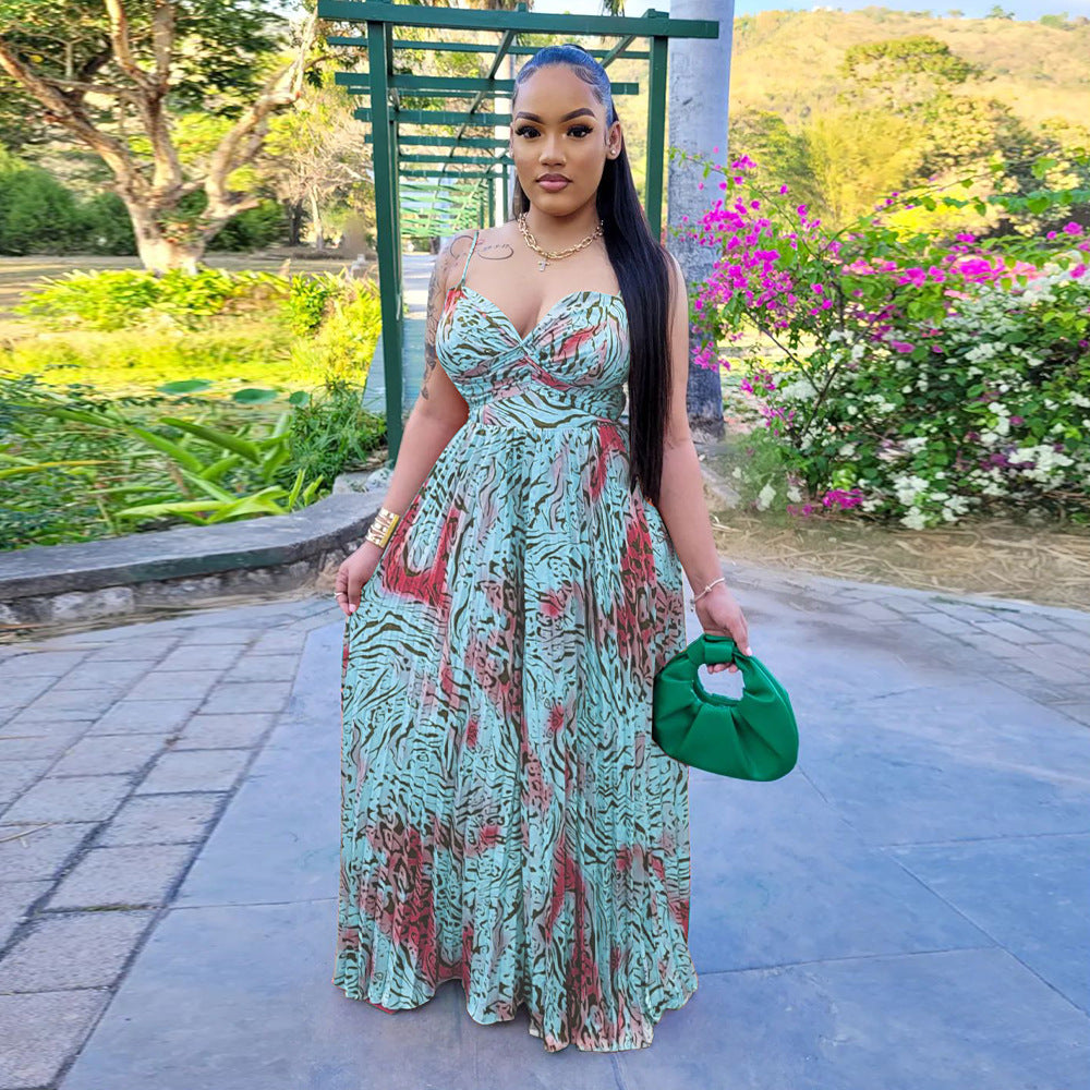 CM.YAYA Women Leopard Spaghetti Strap Loose Wide Leg Sleeveless Jumpsuit 2023 Summer Street Playsuit One Piece Suit Romper