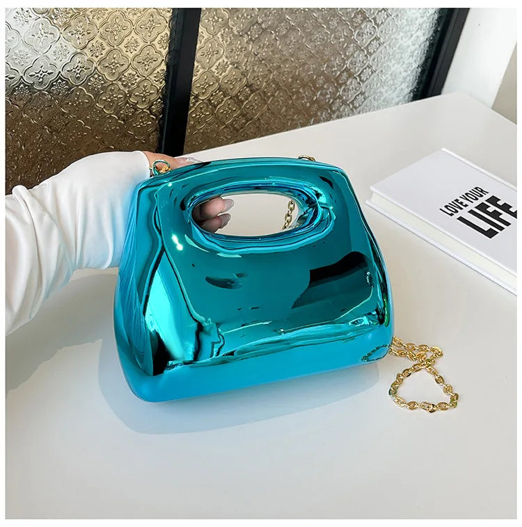 Golden Acrylic Women Hobo Bags Luxury Designer Clear Beach Handbags Dinner Party Wedding Round Top Handle Evening Clutch Purse