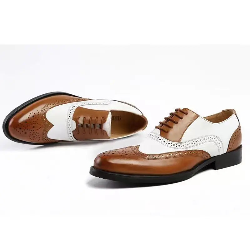 Men's Leather Shoes New Brogue Carved Large Size Shoes for Men Color Matching Quality Business Drive Men's Dress Leather Shoes