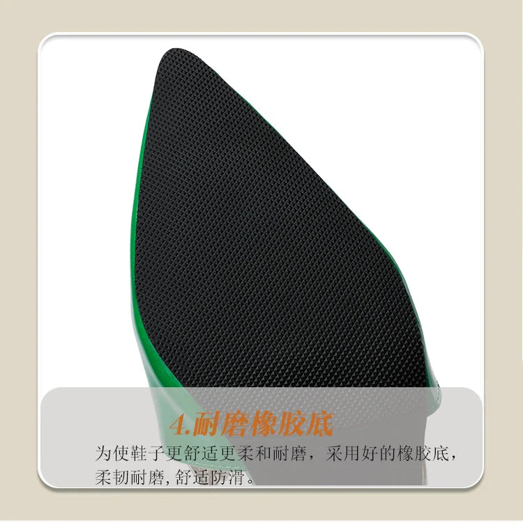 High Heel Slippers Pointed Toe Shoes Woman Elegant Mules Shoes Women Black Green Metal Heel Outdoors Womens Slippers Big Size