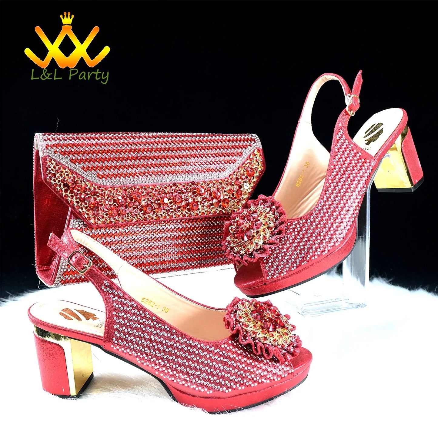 2025 Special New Arrivals Italian Women Shoes and Bag to Match in Green Color with Platform Shinning Crystal Sandal for Wedding