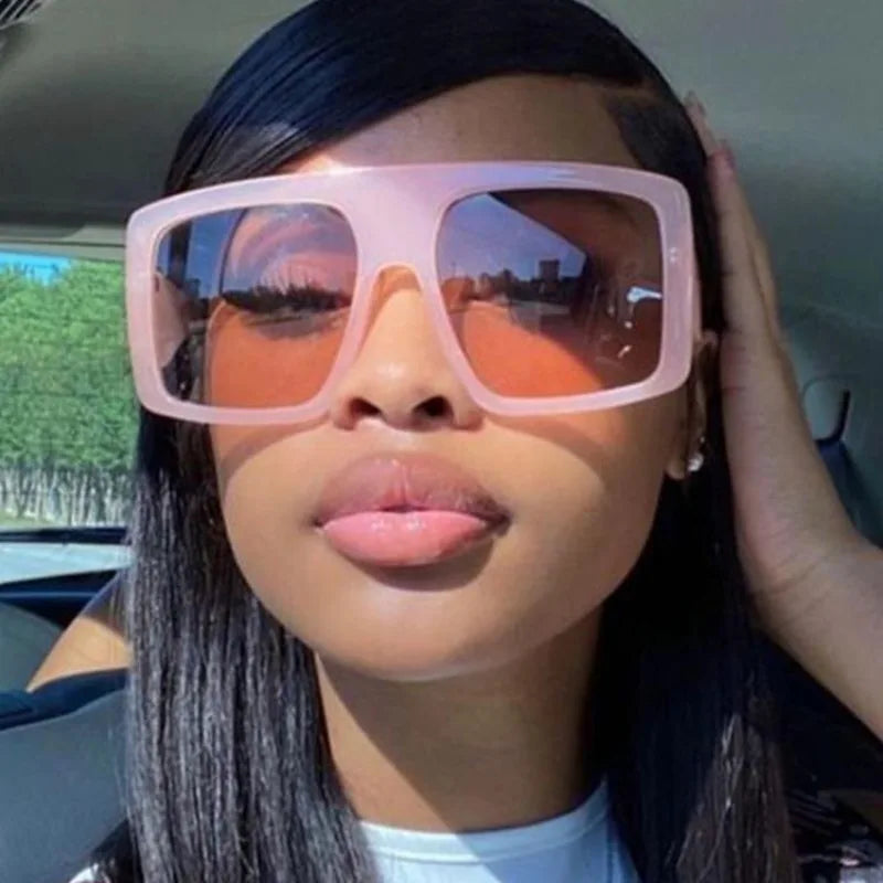 New Large Frame Square Sunglasses Women's Brand Designer Fashion Sun Glasses Women Jelly Color Trend Eyewear UV400 Oculos De Sol
