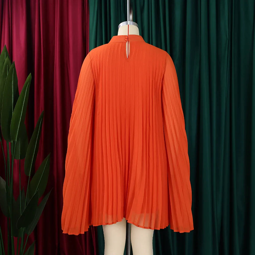 Chiffon Dress for Women Elegant 2024 New Round Neck Batwing Sleeve Loose Knee Length Luxury African Birthday Party Dinner Dress