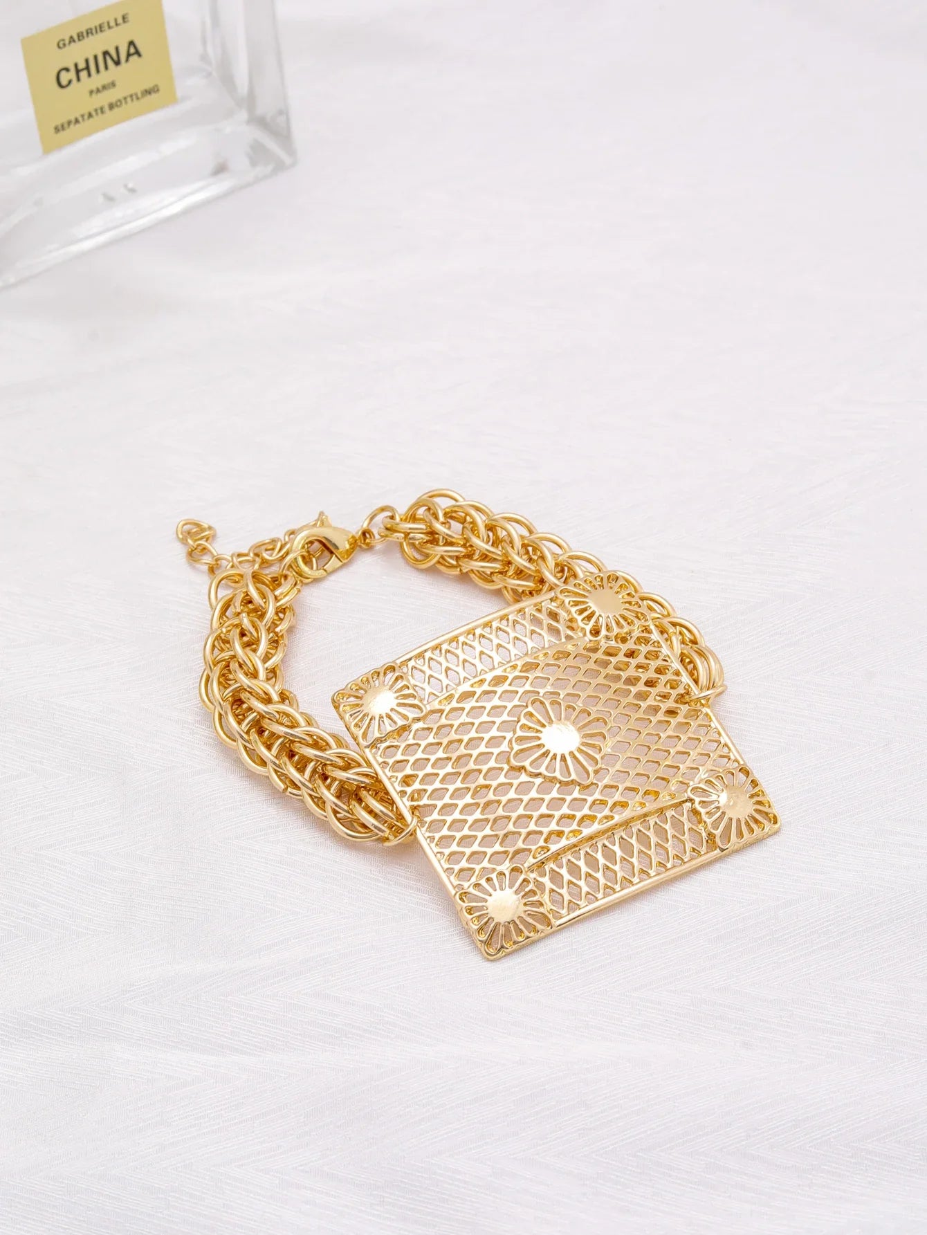 African Women 18K Gold Plated Jewelry Sets Gold Geometry Pendant Necklace Earrings Indian Wedding Party Jewelry