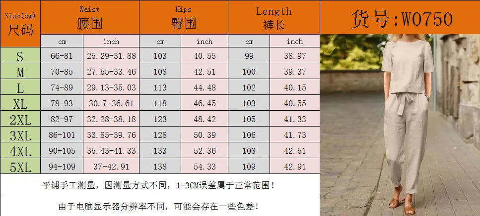 Casual Elegant Ladies 2 Piece Sets Fashion Spring Cotton Linen Women's Tracksuit Suit Long Sleeve Top Loose Pants Set Female