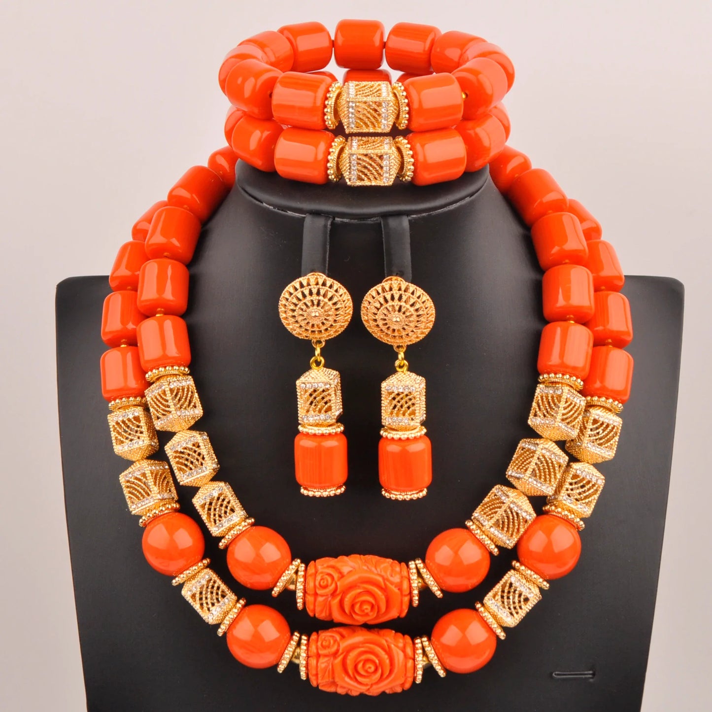 artifical coral beads nigerian jewelry sets for woman weddings