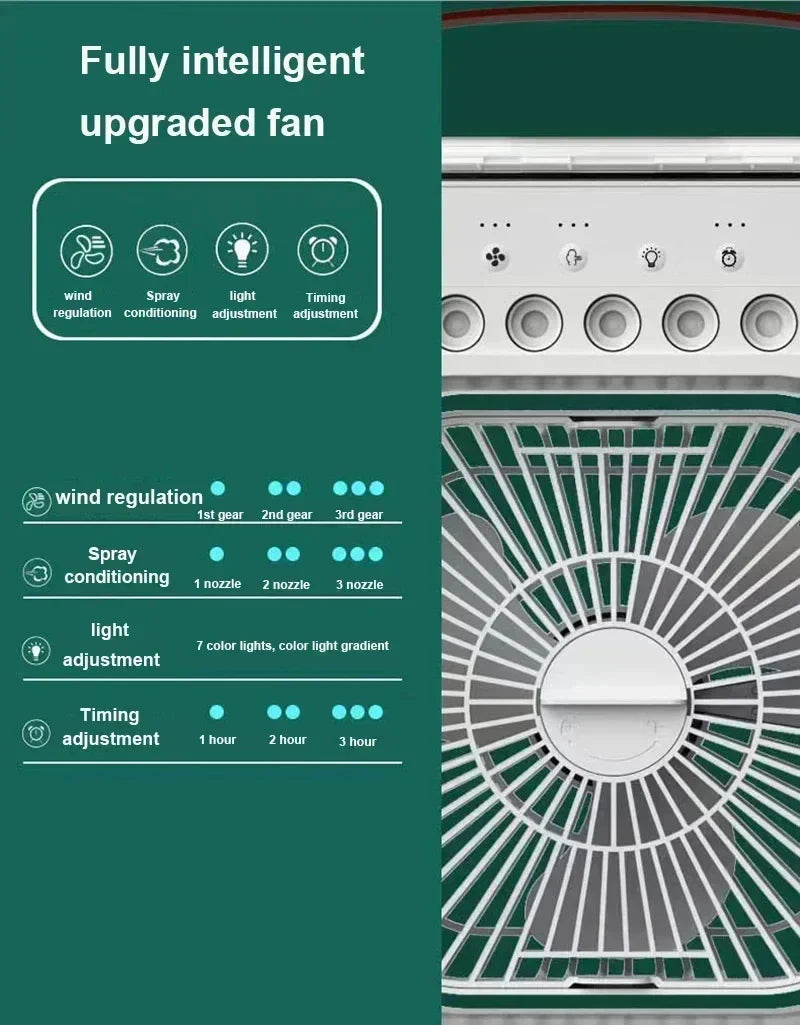 3 In 1 Portable Humidifier Fan Mini Air Conditioners USB Mini fan LED Night Light Water Mist Fun Air Cooler Humidifie For Home