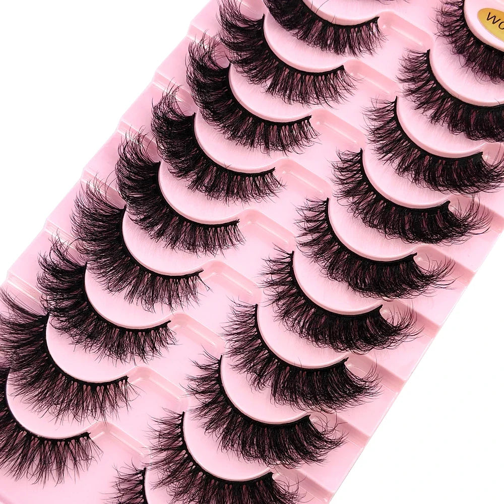 New 10 Pairs 3D Faux Mink Lashes Faux Mink Fluffy Lashes Soft Full Thick Wispy Eyelash Dramatic False Eyelashes Makeup Tools