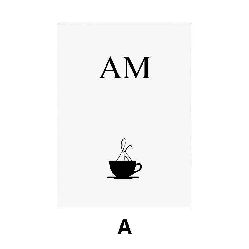 AM PM Poster Set – Modern Black and White Coffee & Cocktail Wall Art for Kitchen or Home Bar