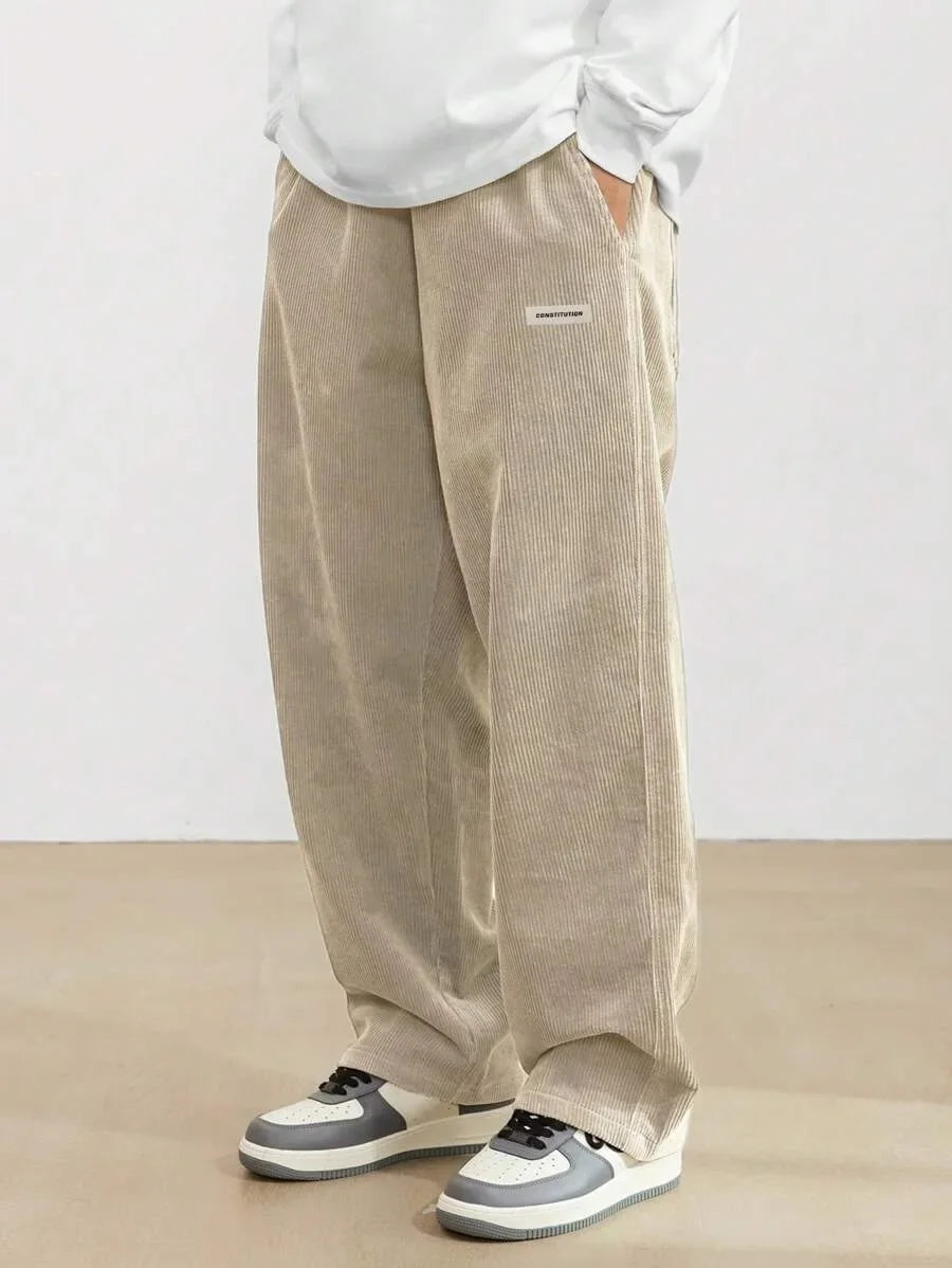 Men’s Corduroy Loose Fit Pants – Elastic Waist