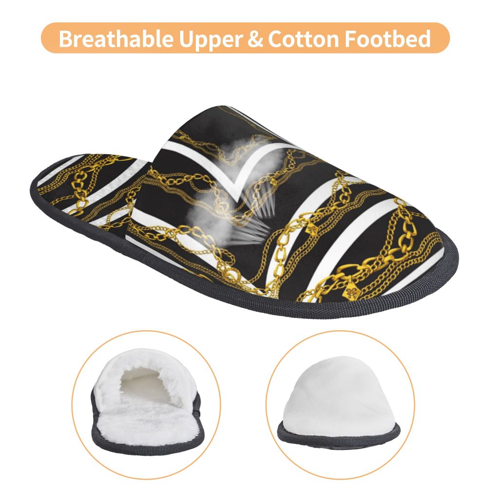 Custom Queen Of Absolutely Everything Gold Baroque Soft Memory Foam House Slippers Women Comfy Warm Anti-skid Sole Slipper