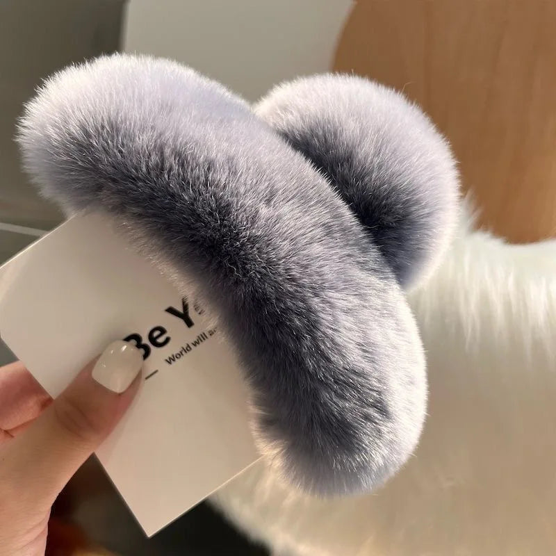Winter Oversized Faux Fur Big Crab Hair Clip Cute Plush Ponytail For Women