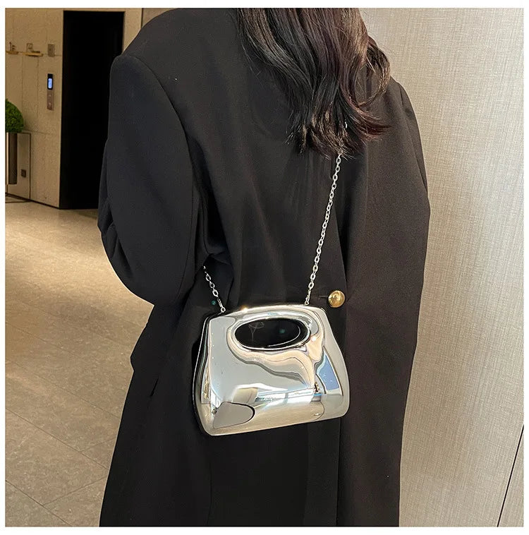 Golden Acrylic Women Hobo Bags Luxury Designer Clear Beach Handbags Dinner Party Wedding Round Top Handle Evening Clutch Purse
