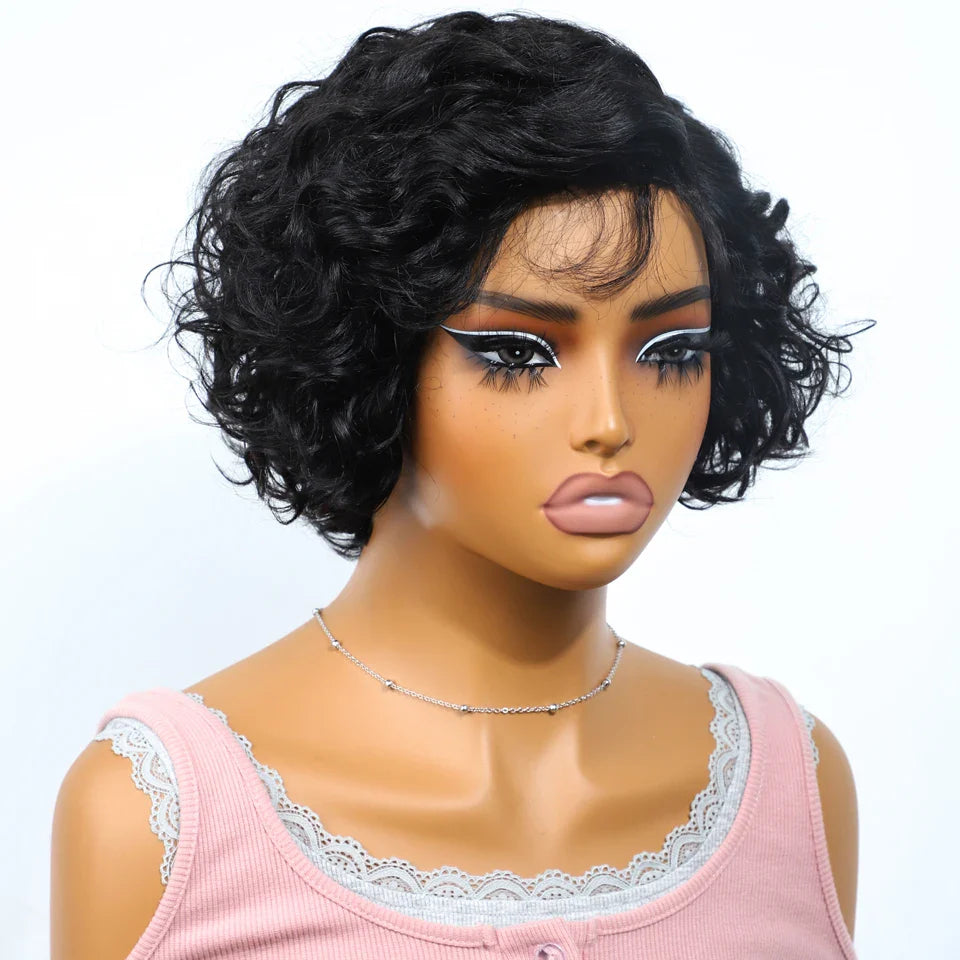 Sleek Bodywave Human Hair Wigs For Women Short Pixie Cut Lace Wigs 100% Real Brazilian Body Wave Lace Wigs With Baby Hair