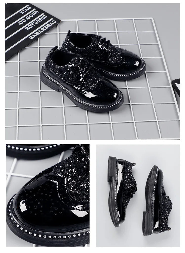 Boys Hollow Out silver Shoes Leather for Kids Party Wedding Dance Shoe Dress Toddler Fashion Children Shoes Flat Golden Autumn