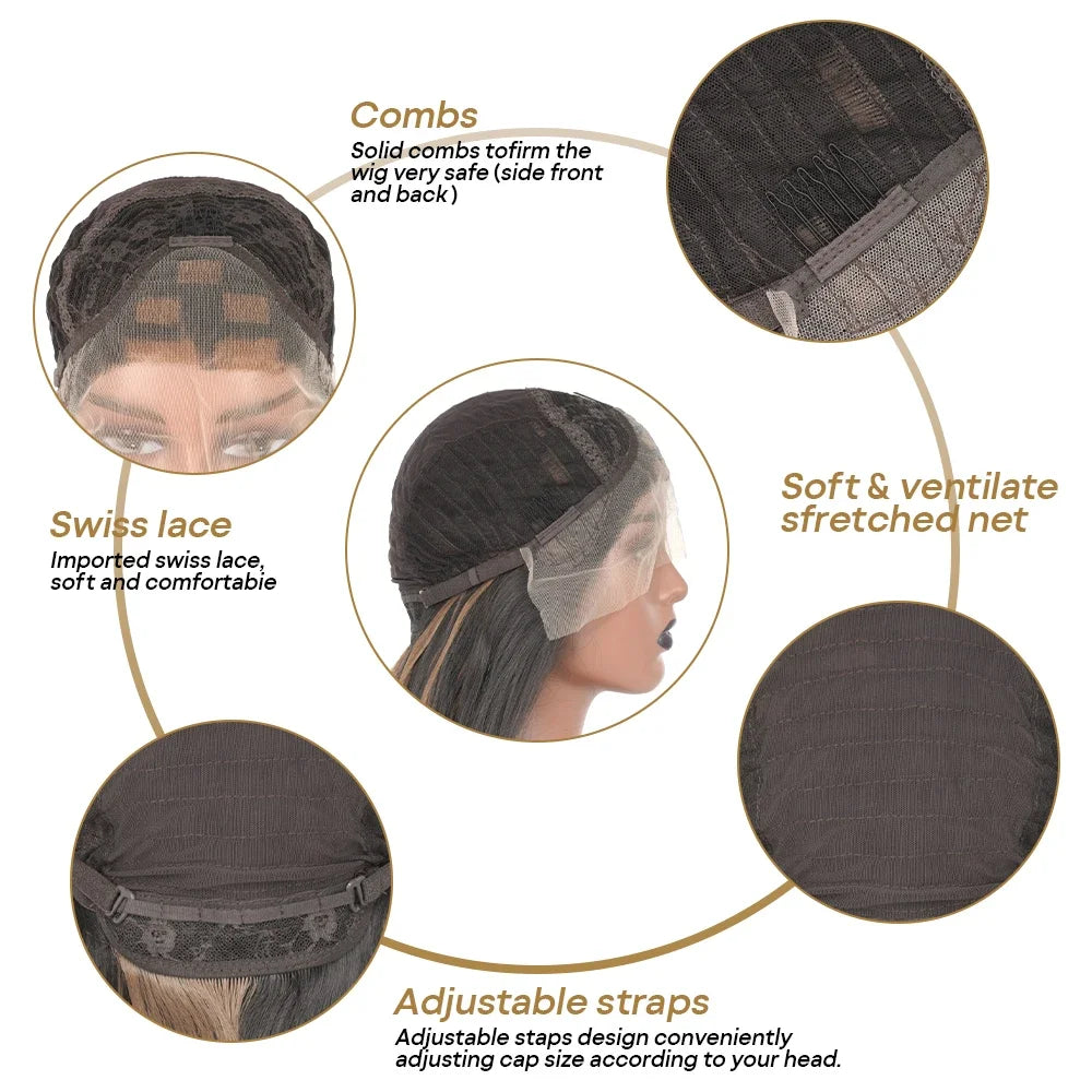 13x6 Body Wave Highlight Lace Front Synthetic Ombre 13x4 Lace Frontal Wigs Honey Blonde Colored Wigs For Women