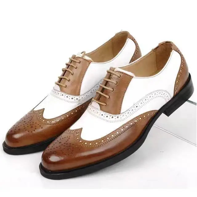 Men's Leather Shoes New Brogue Carved Large Size Shoes for Men Color Matching Quality Business Drive Men's Dress Leather Shoes
