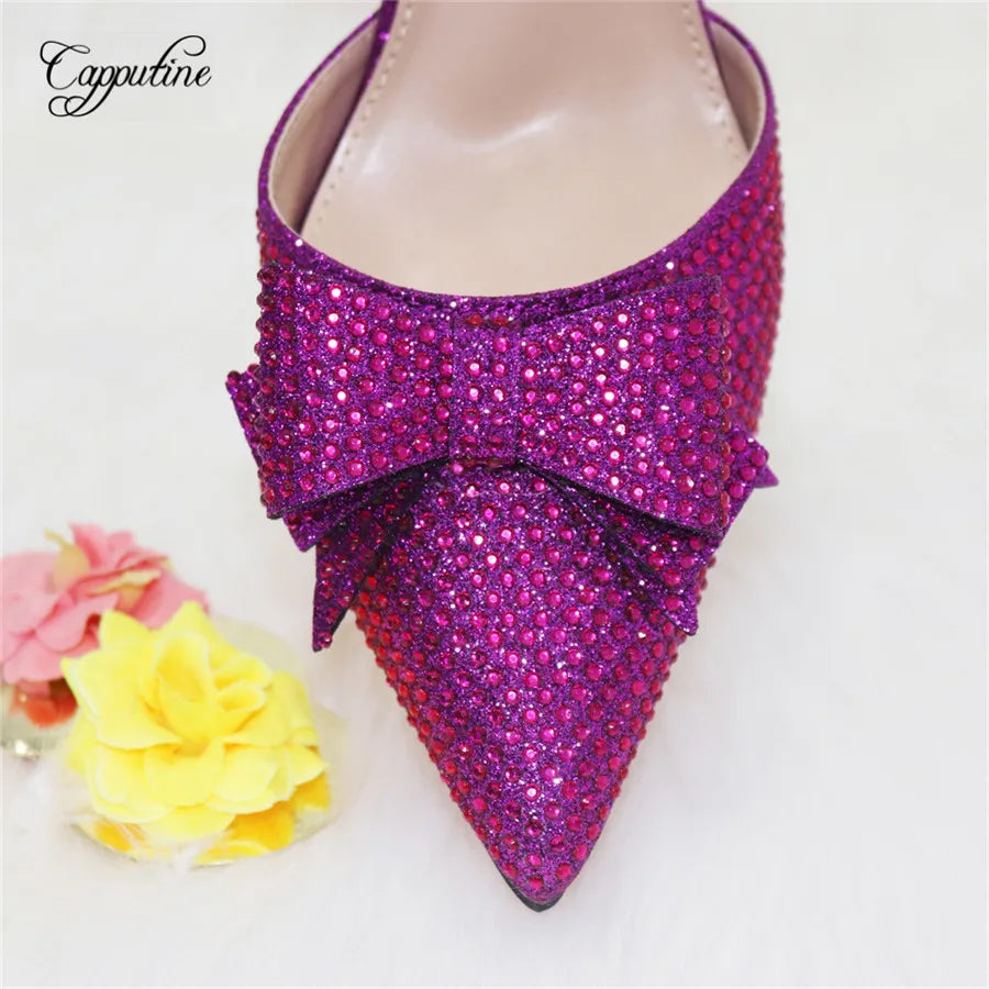 Gold  Women Shoes And Bag Set 2024 African Ladies Pointed Toes Pumps Match With Handbag Sandals Sandales Escarpins Femme CR932