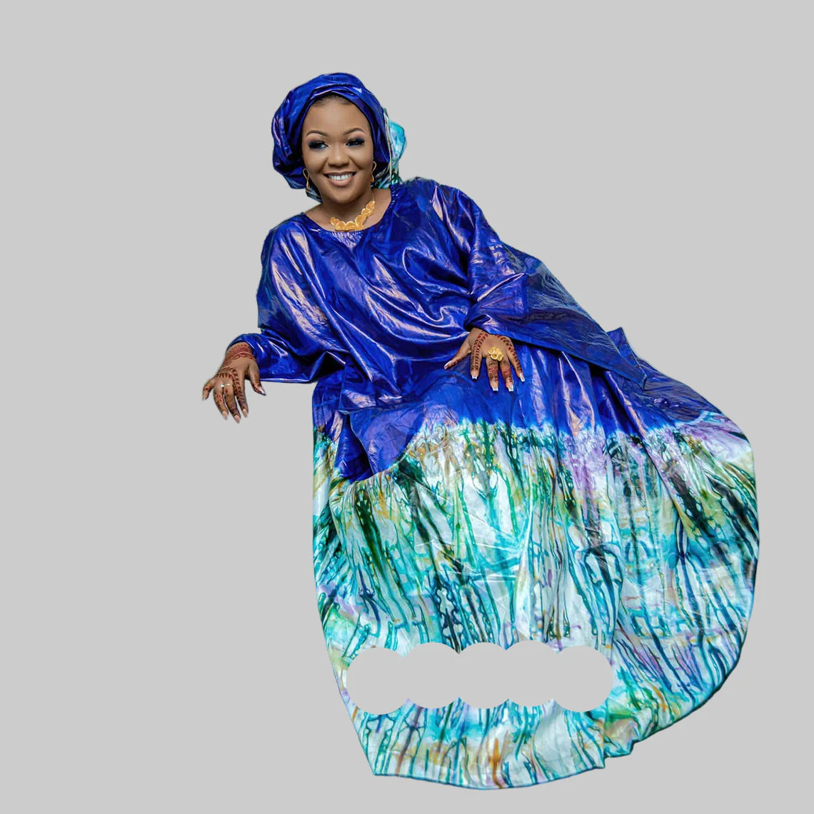 African Traditional Dashiki Print Bazin Riche Boubou Gown Dresses