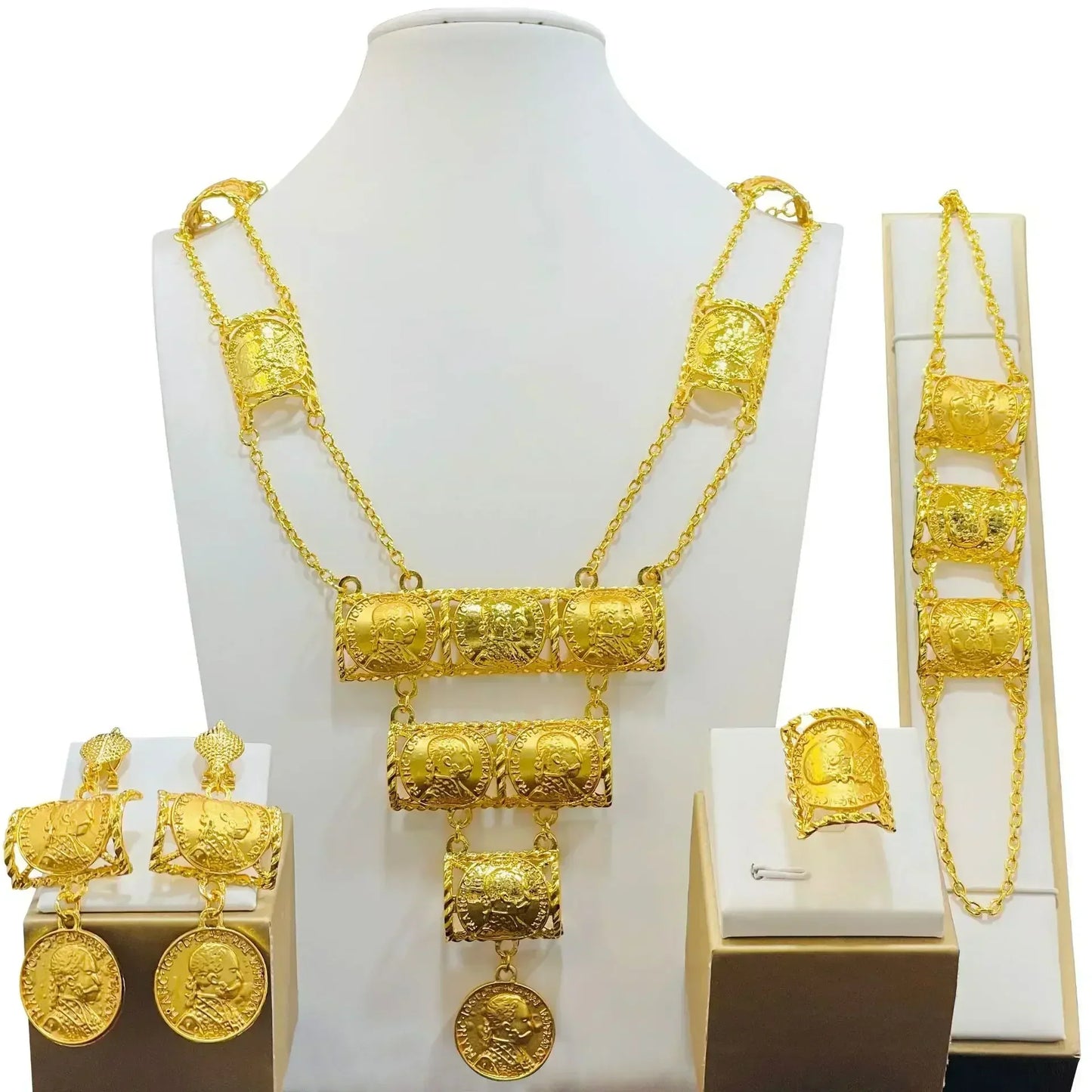 Dubai Necklace Earrings For Women Wedding 24k Gold Plated African Jwellery Bridesmaid Party Gift  Bridal Dubai Jewelry Sets