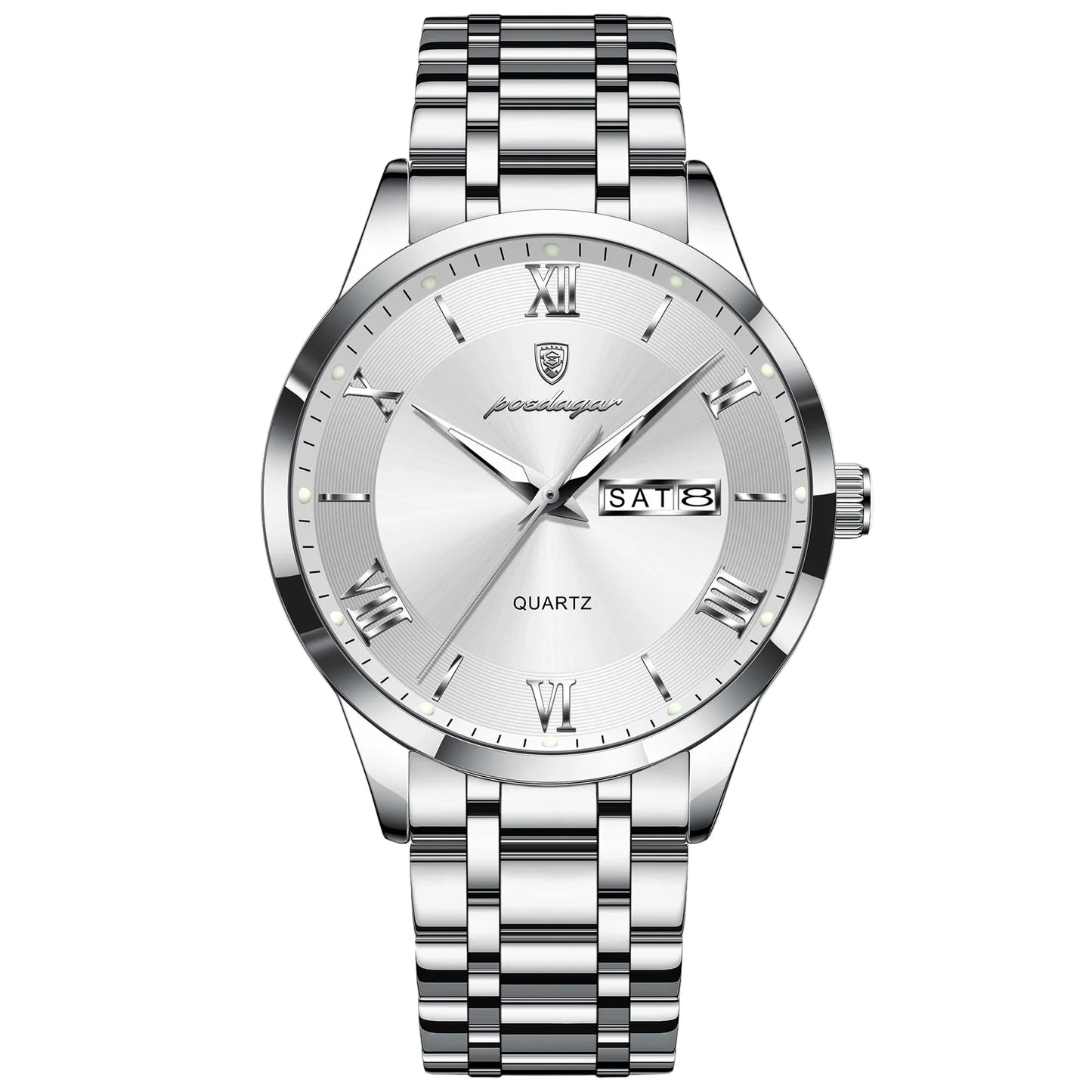 Luxury Fashion Men Clock Waterproof Luminous Week Date Sports Man Wristwatch Stainless Steel Men's Quartz Watches Reloj