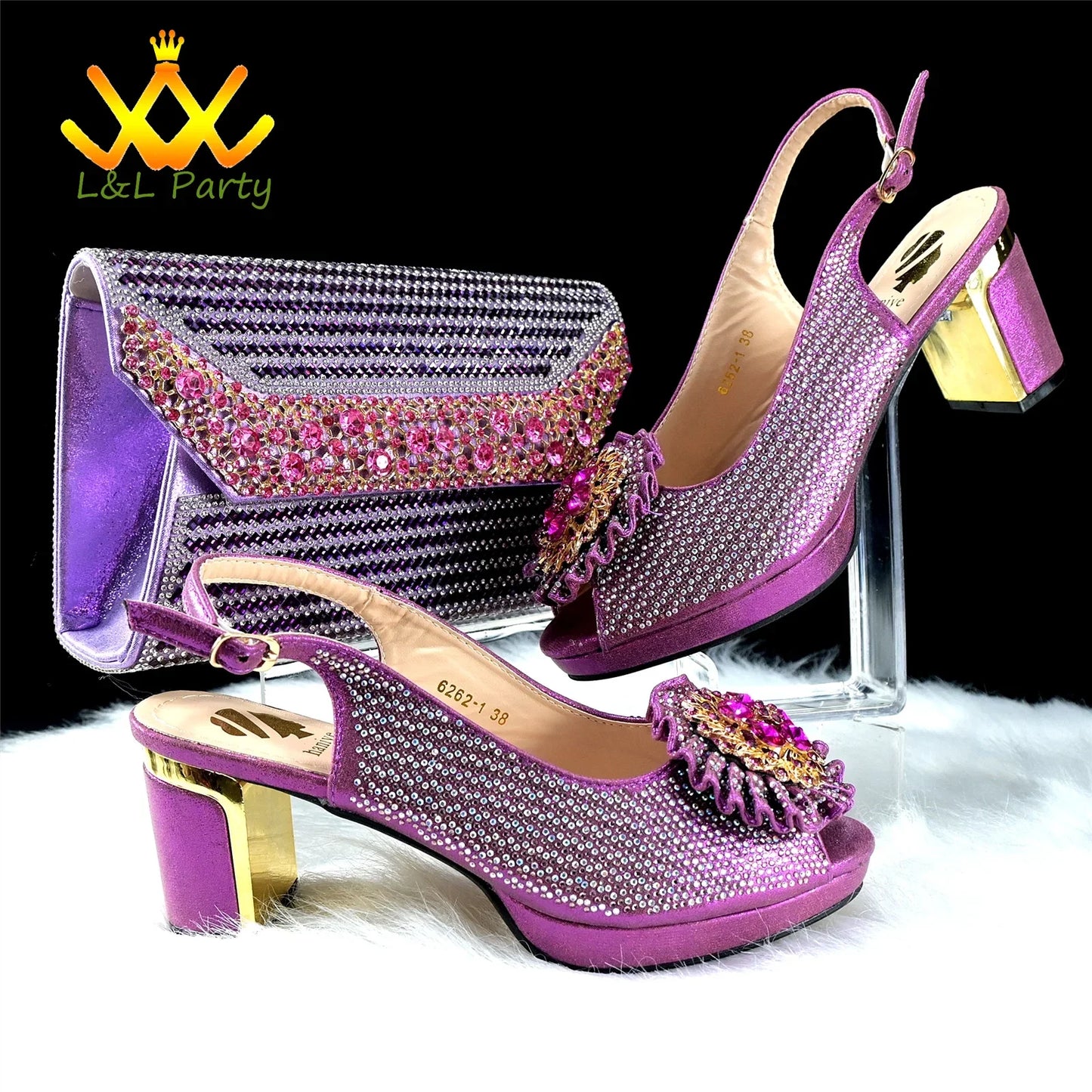 2025 Special New Arrivals Italian Women Shoes and Bag to Match in Green Color with Platform Shinning Crystal Sandal for Wedding