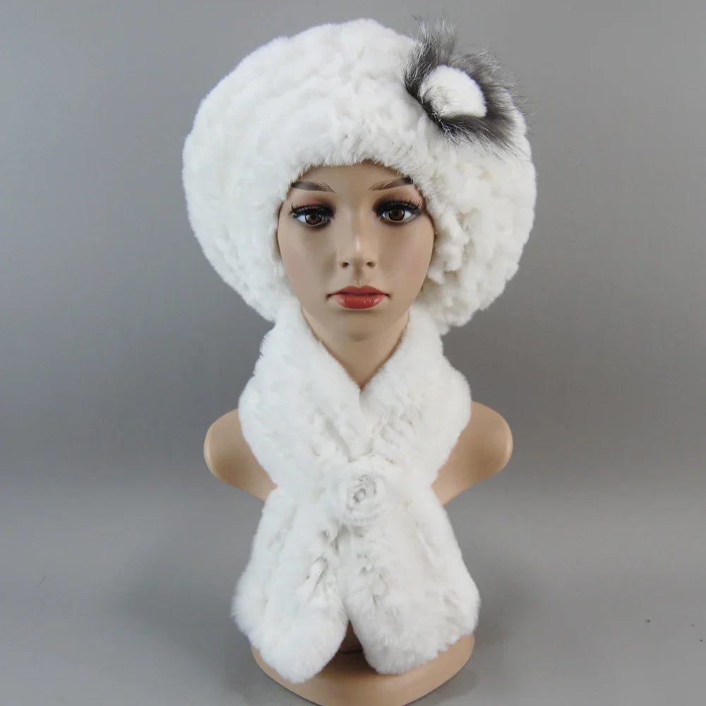 Winter Women's Faux Fur Hats And Scarves