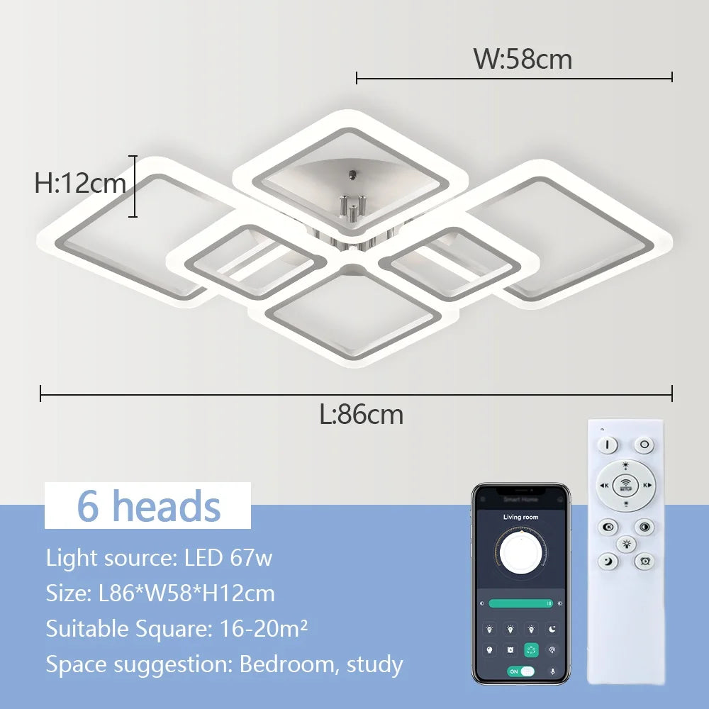 Modern LED Ceiling Light Dimmable Ceiling Lamp Fixture  Acrylic Flush Mount Ceiling Chandelier Lighting for Living Room Home