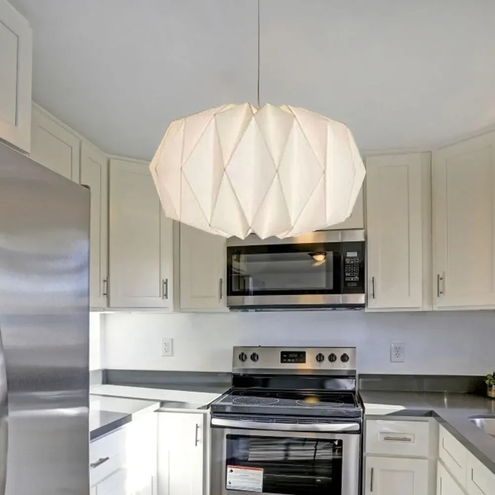 Nordic Creative Paper Origami Lantern Shade Foldable Hanging Pendant Light Art Decoration for Living Room Decor Ceiling Light